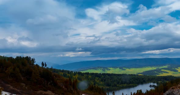 Mountain Lake Timelapse at the Summer or Autumn Time