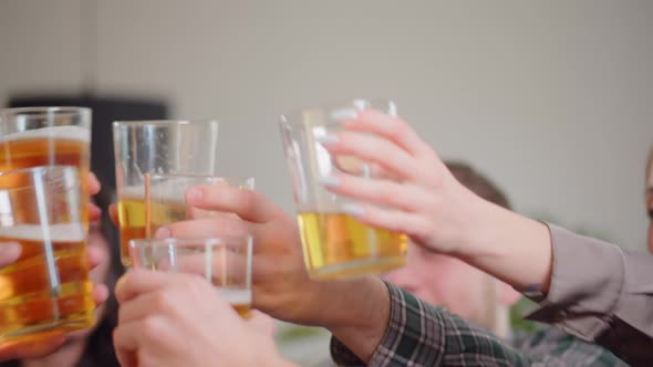 Celebration Beer Cheers Concept Hands Holding Up Bottles Beer People Group in Outdoor Party Vacation