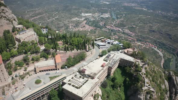 Drone View of Santa Maria De Montserrat Monastery