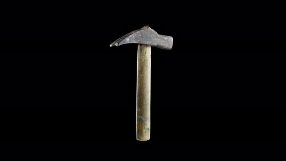 Vintage Hammer with Wooden Handle and Metal Head on Black