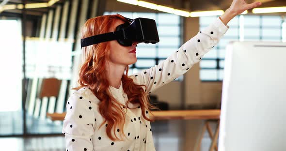 Businesswoman using virtual 3d glasses