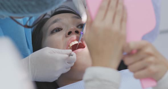 Woman undergo dental check up at dental clinic