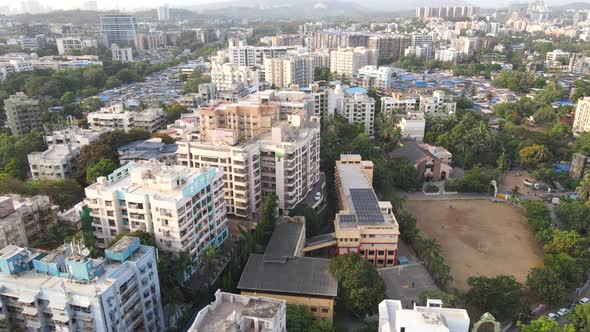 drone shot birds-eye view andher marol metro station mumai international airport Mumbai india wide-a