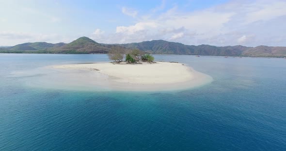 Beautiful Blue Clear Water and white sand, Aerial Gili Kedis turquoise water. Aerial Island