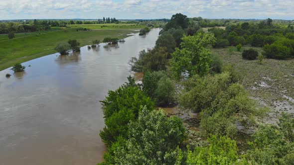 Landscape the River Overflowed Flooded the Valley