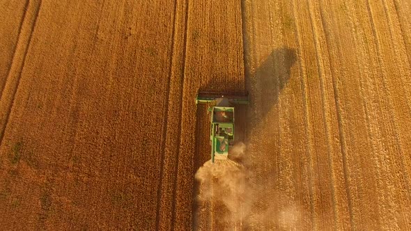 Aerial View of Combine Harvester.