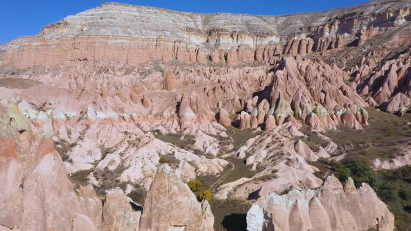 Top View of Volcanic Rock Formations at Cappadocia, Turkey.