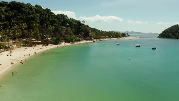 Las Cabanas Beach at El Nido at Philippines