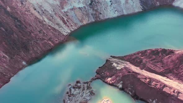 Azure Lake in a Quarry That Arose During the Mining  Aerial Shot