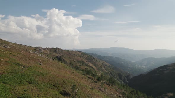 Aerial view of peneda Geres national park north Portugal UNESCO biosphere reserve