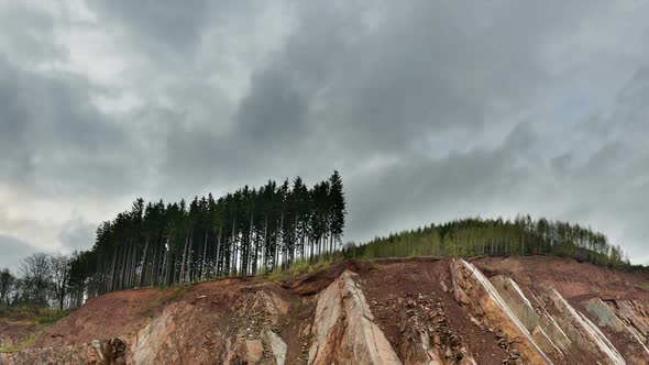 Forest Remains Above Quarry Timelapse, Belgium