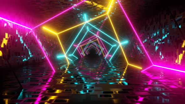 VJ Loop Neon Fantastic Tunnel