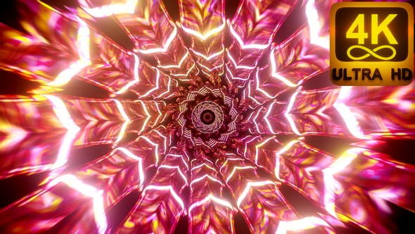 Virtual Hypnotizing New Age Kaleidoscope Colorful Bright Music Video 4k Background Vj Seamless Loop