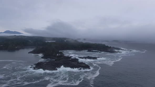 Ucluelet, Vancouver Island, British Columbia, Canada. Aerial Panoramic View of a Small Town near Tof