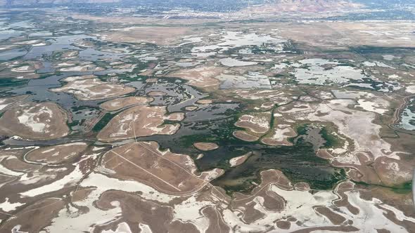 View of Farmington Bay and low waters along the Great Salt Lake