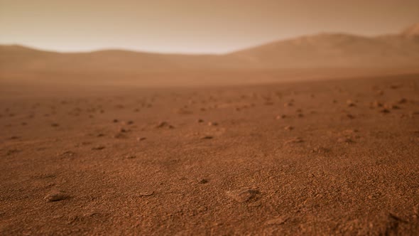 Fantastic Martian Landscape in Rusty Orange Shades