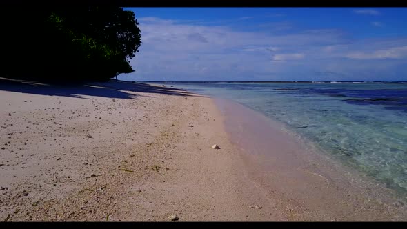 Aerial view travel of beautiful bay beach time by turquoise lagoon with white sandy background of a 