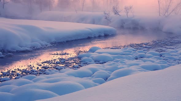 Evening Mist on a Winter River