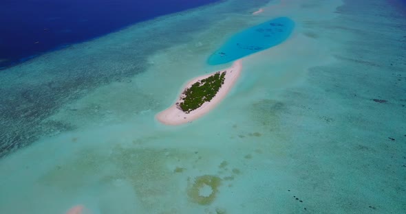 Luxury drone island view of a summer white paradise sand beach and blue sea background in high resol