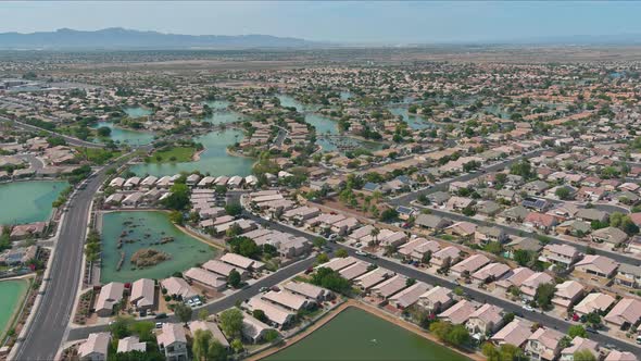Aerial Overlooking Small Desert Small Town a Avondale City of Rugged Mountains Near of Phoenix