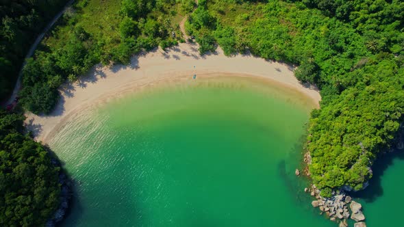 An aerial view from a drone over the bay