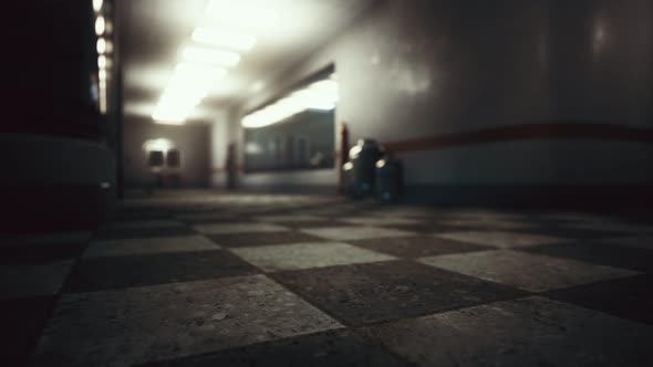 Empty Dark Hospital Laboratory Corridor alt