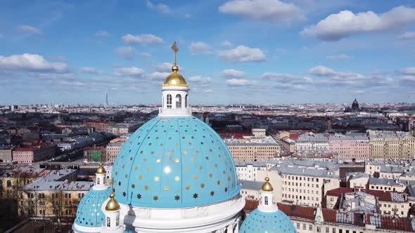 Aerial View of Trinity Cathedral Orthodox Church, St. Petersburg, Russia