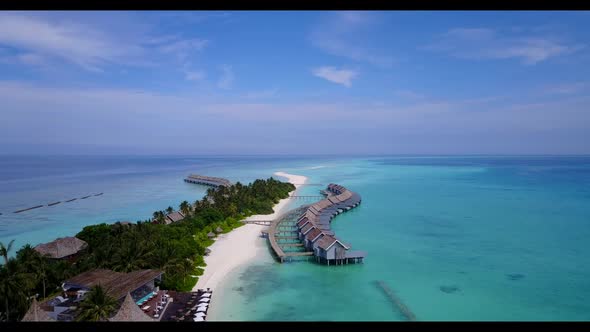 Aerial top view texture of relaxing seashore beach wildlife by turquoise water and clean sandy backg