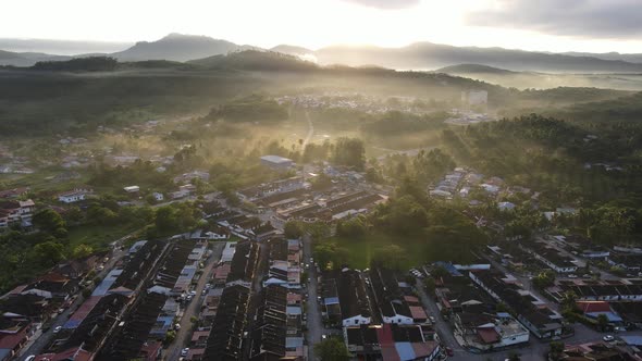 Aerial view residential housing suburb area