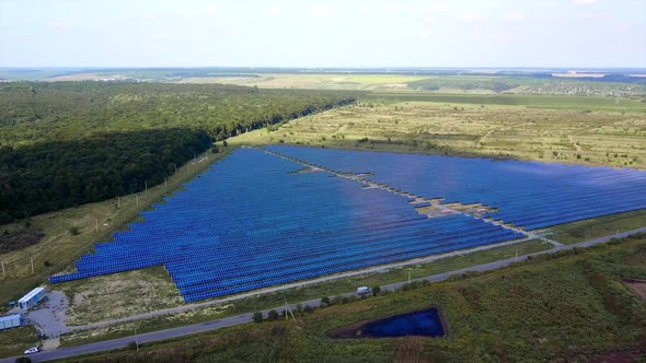 Field Of Solar Panels. Alternative energy creation in a solar park