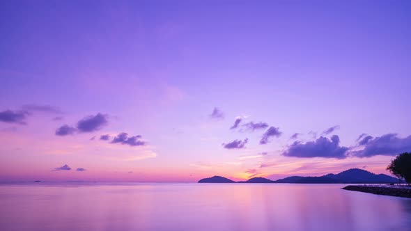 Time Lapse nature colorful pastel clouds Beautiful Light Sunrise or sunset sky clouds over sea.