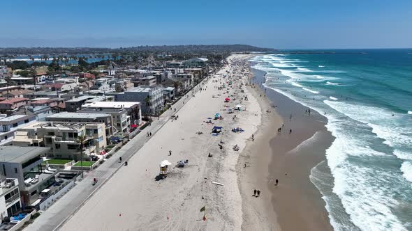 Aerial View of Mission Bay and Beach in San Diego During Summer California