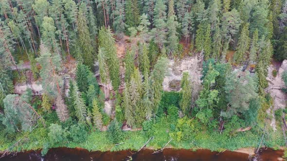 Aerial Shot of the Cliff of Sietiniezis Rock, Latvia, Gauja National Park