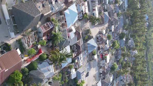 Tanzania  Aerial View of Houses Near the Coast of Zanzibar Vertical Video