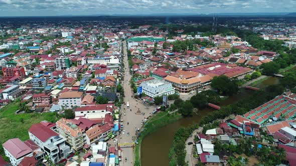 Siem Reap city in Cambodia seen from the sky