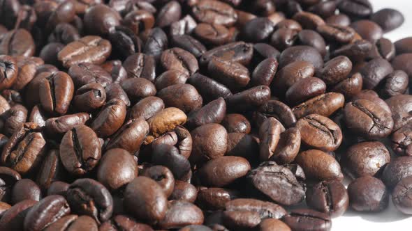 Roasted coffee beans close-up 4K footage