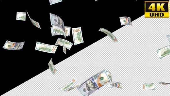 Falling Money 100 Dollars On Alpha Channel Loops V2 alt