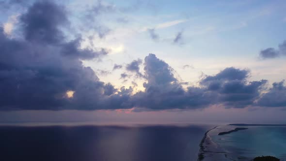 Aerial top down abstract of paradise resort beach time by transparent sea and clean sand background 