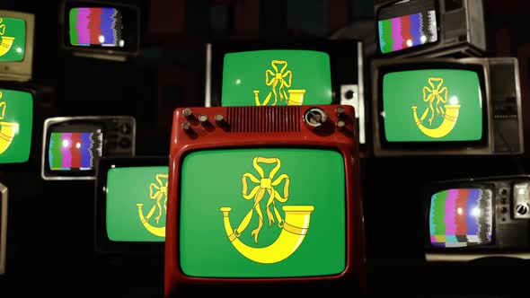 Flag of Huntingdonshire, UK, on Retro TVs.