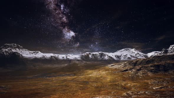 Himalaya Mountain with Star in Night Time