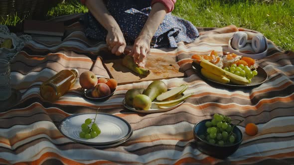 Unrecognizable Young Woman Having Summer Picnic