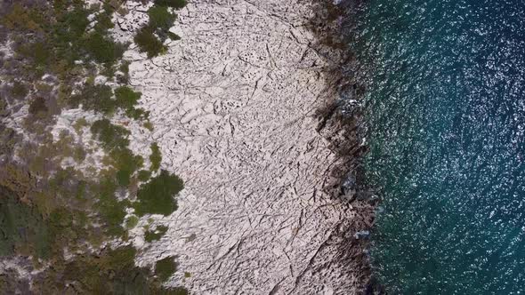 Aerial Cliffs and Shrubs by the Sea 4K