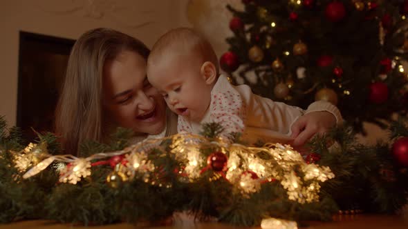 Family with a Child in a New Years Atmosphere