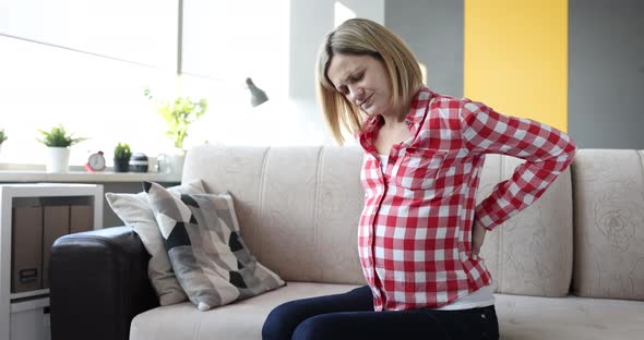 Beautiful Pregnant Woman Having Body Aches Closeup