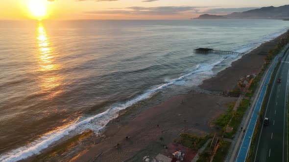 Traffic on the beach aerial view 4 K