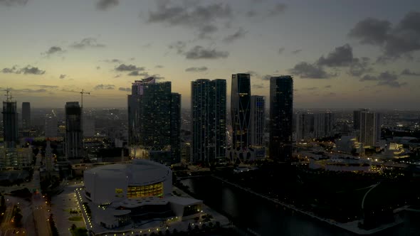 Downtown Miami Night Footage Travel Destination Skyscrapers