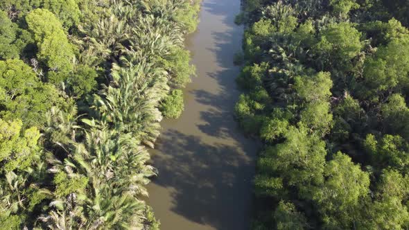 Aerial look down the Sungai Jawi river