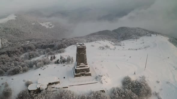 Drone flight above the Shipka National Monument