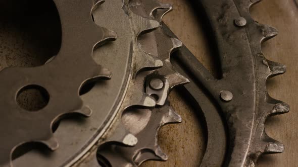 Cinematic, rotating shot of gears