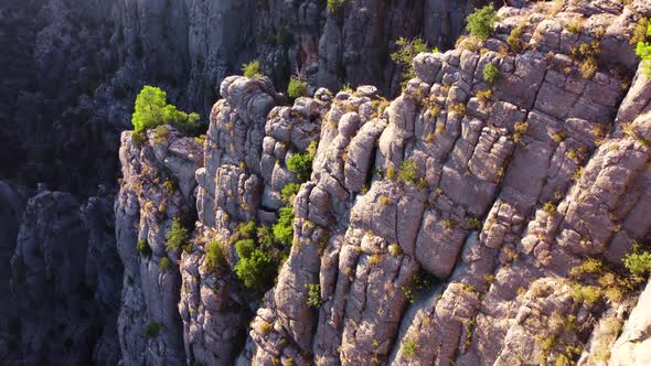 Huge Spectacular Rocks Epic Aerial Drone Flight Over Famous Mountains Valley Huge Stone Structures